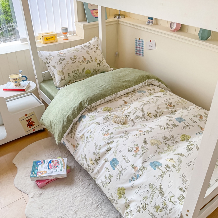 91家纺网 家纺一手货源 找家纺 鑫宇 2025新款全棉纯棉13372宽幅学生上下铺三件套 童话故事