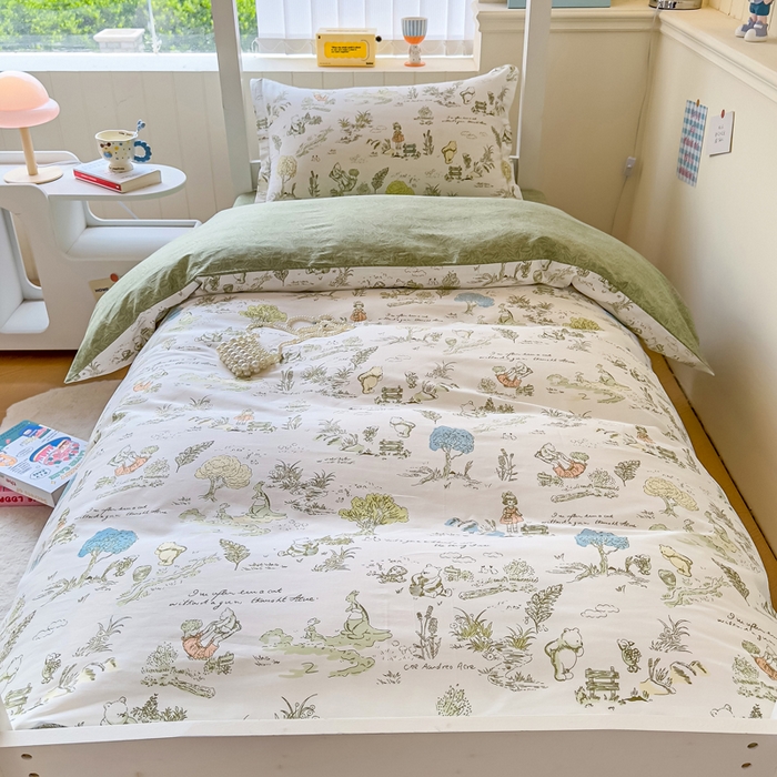 91家纺网 家纺一手货源 找家纺 鑫宇 2025新款全棉纯棉13372宽幅学生上下铺三件套 童话故事