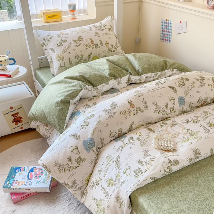 91家纺网 家纺一手货源 找家纺 鑫宇 2025新款全棉纯棉13372宽幅学生上下铺三件套 童话故事