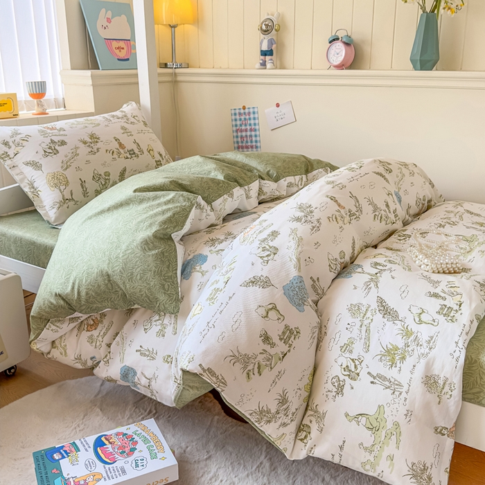91家纺网 家纺一手货源 找家纺 鑫宇 2025新款全棉纯棉13372宽幅学生上下铺三件套 童话故事
