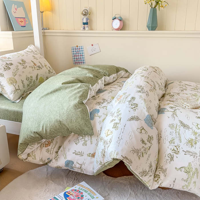 91家纺网 家纺一手货源 找家纺 鑫宇 2025新款全棉纯棉13372宽幅学生上下铺三件套 童话故事