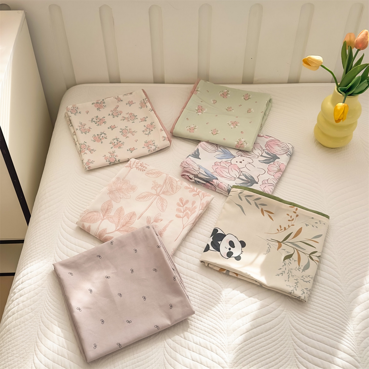 91家纺网 家纺一手货源 找家纺 多品家纺 2025新款花卉水洗棉单枕套枕套单件 组合图仅供展示