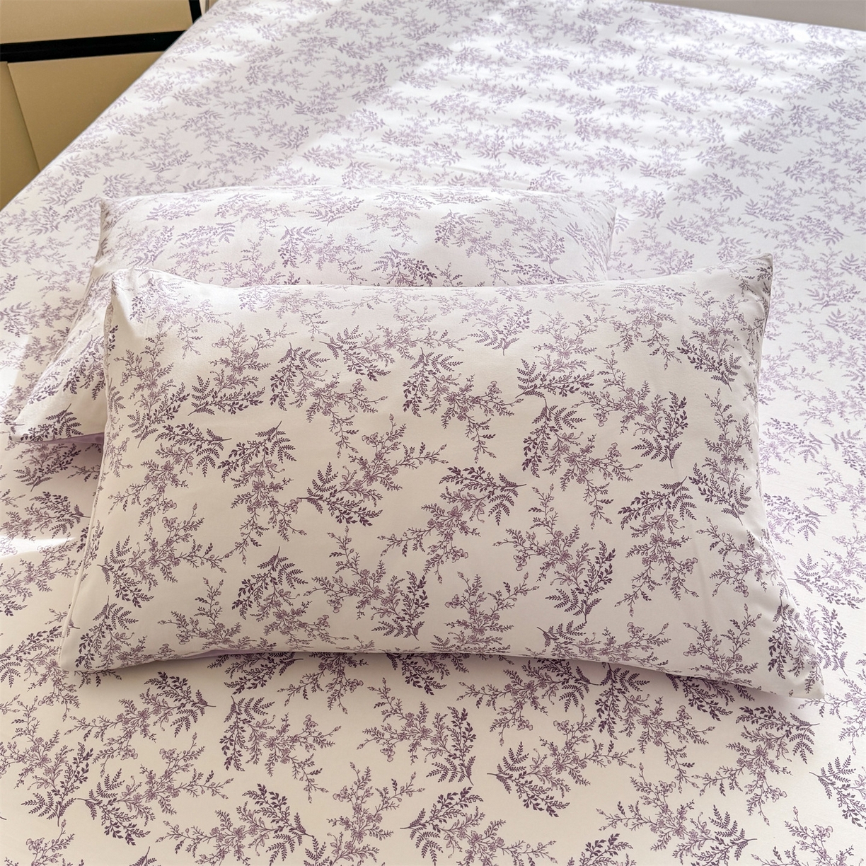 多品家纺 2025新款花卉水洗棉单枕套枕套单件 梨落紫