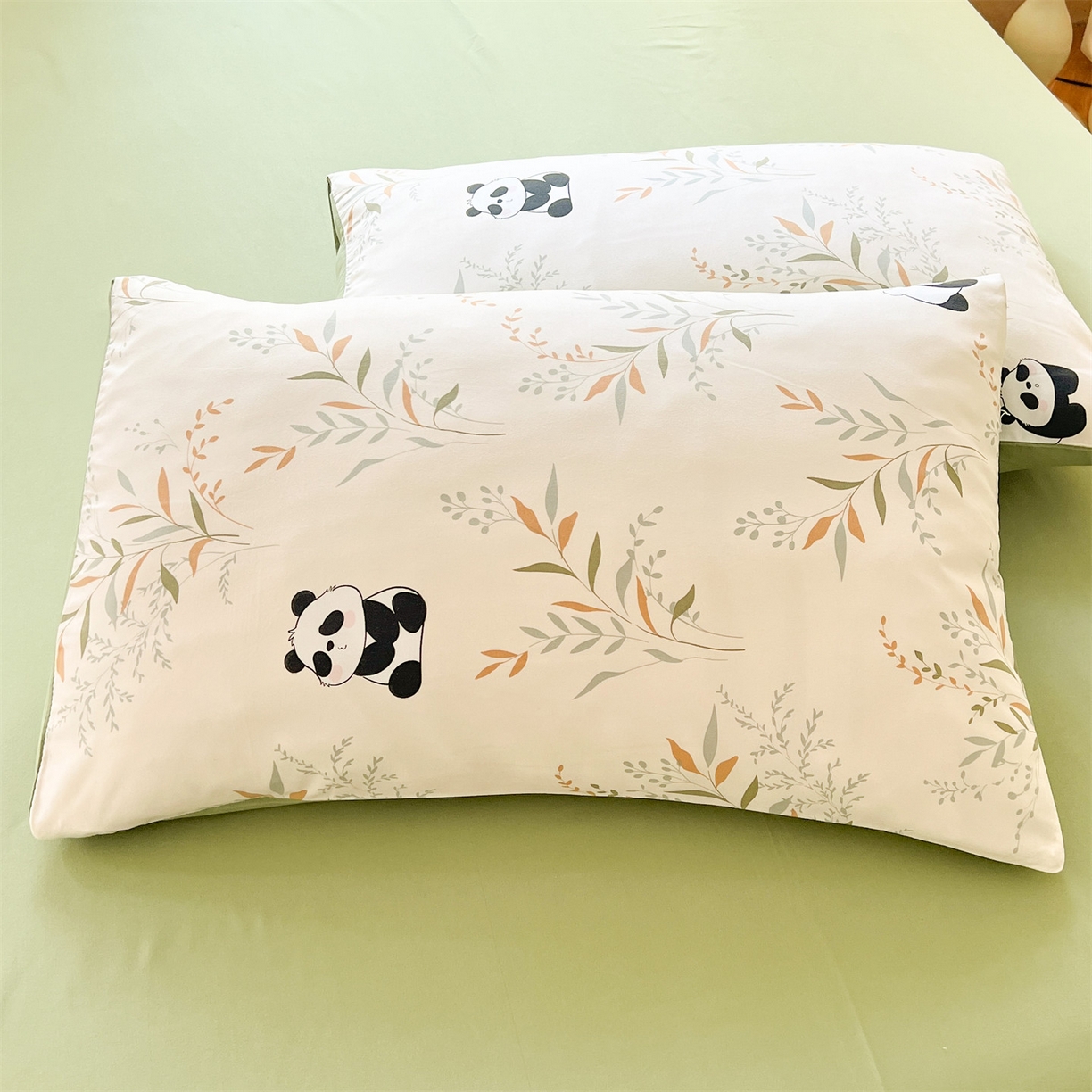 多品家纺 2025新款花卉水洗棉单枕套枕套单件 熊猫家园