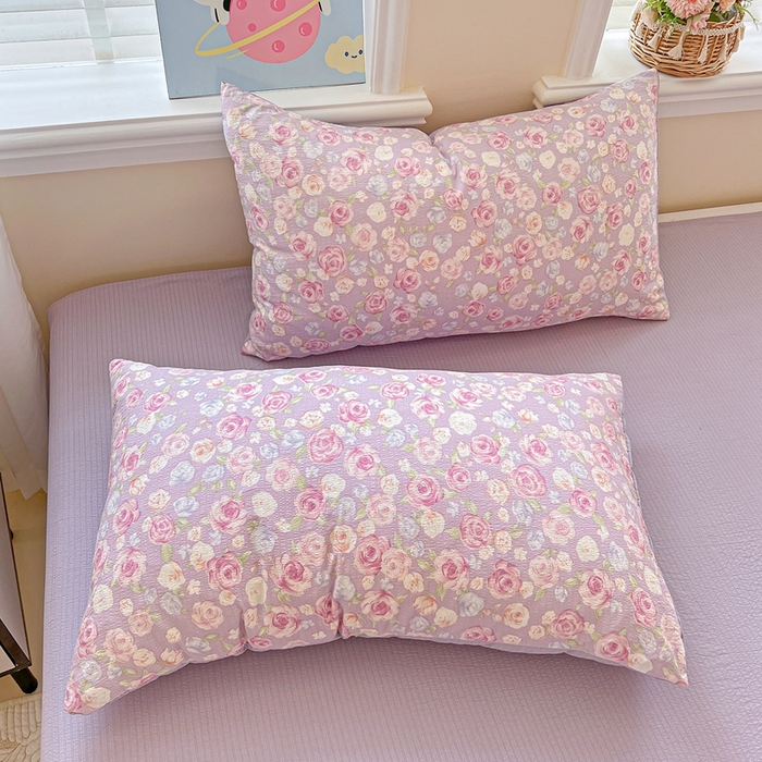 91家纺网 家纺一手货源 找家纺 一比一家纺 2025新款云感皱皱纱简单款夏被夏凉被空调被四件套 十里桃花粉