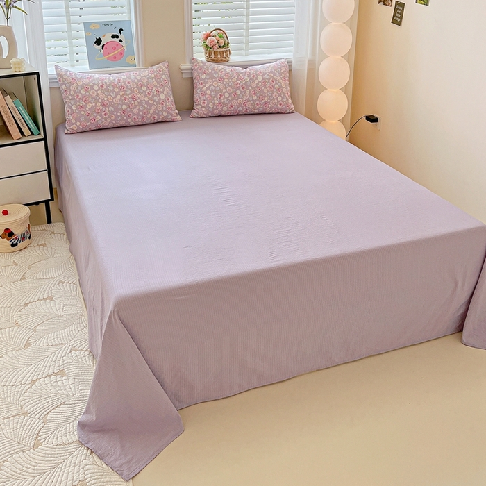 91家纺网 家纺一手货源 找家纺 一比一家纺 2025新款云感皱皱纱简单款夏被夏凉被空调被四件套 十里桃花粉