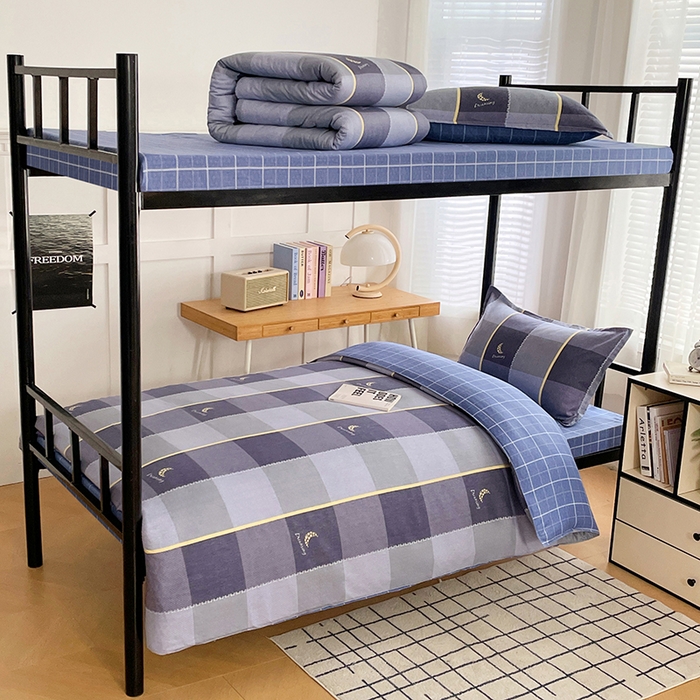 91家纺网 家纺一手货源 找家纺 锦润 2025新款印花12868全棉学生宿舍三件套纯棉六件套达芬奇-灰