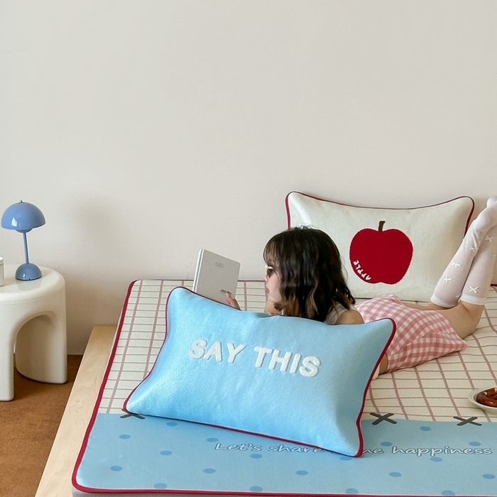 91家纺网 家纺一手货源 找家纺 觅糖2025新款ins冰藤席毛巾绣凉席 苹汁气泡