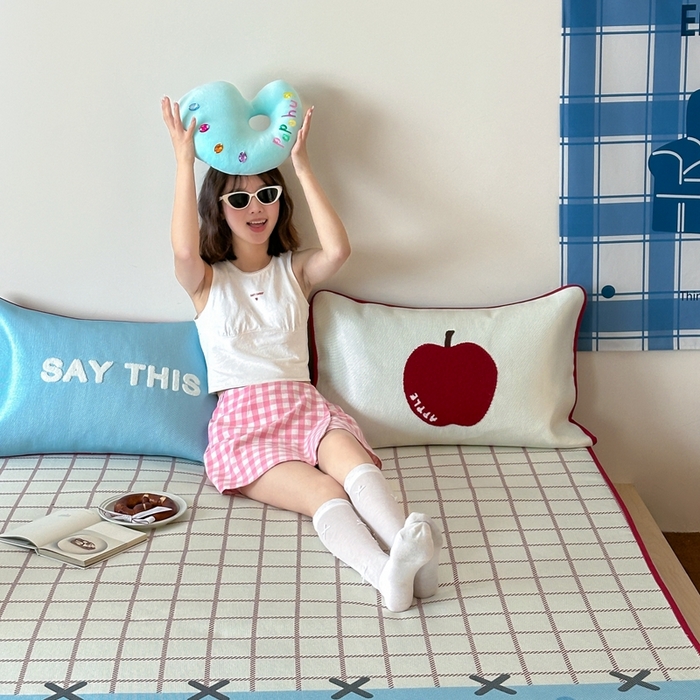 觅糖2025新款ins冰藤席毛巾绣凉席 苹汁气泡