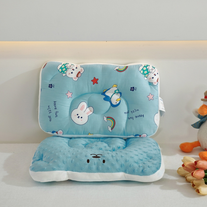 冬巢2025新款全棉a类儿豆豆枕幼儿园午睡枕芯颈椎枕头0-3-6岁宝宝定型枕可水洗 彩虹兔婴童款30*50