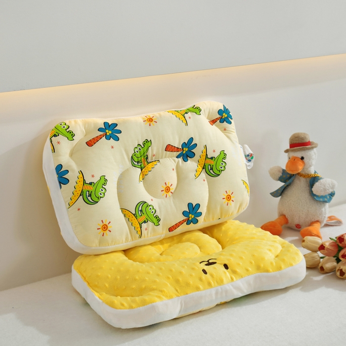 冬巢2025新款全棉a类儿豆豆枕幼儿园午睡枕芯颈椎枕头0-3-6岁宝宝定型枕可水洗 鳄鱼先生婴童款30*50