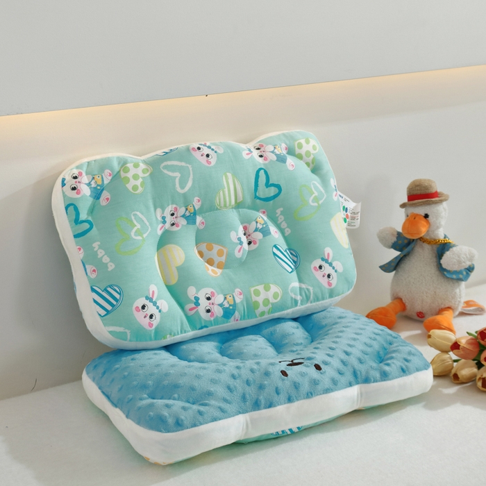 冬巢2025新款全棉a类儿豆豆枕幼儿园午睡枕芯颈椎枕头0-3-6岁宝宝定型枕可水洗 爱心兔婴童款30*50