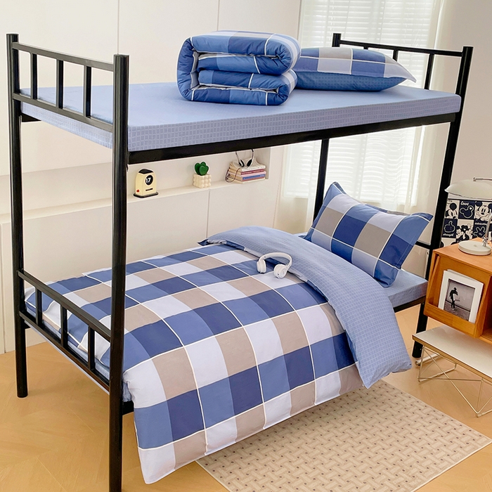 91家纺网 家纺一手货源 找家纺 锦润家纺2025新款全棉13372学生三件套纯棉宿舍六件套 初遇-蓝