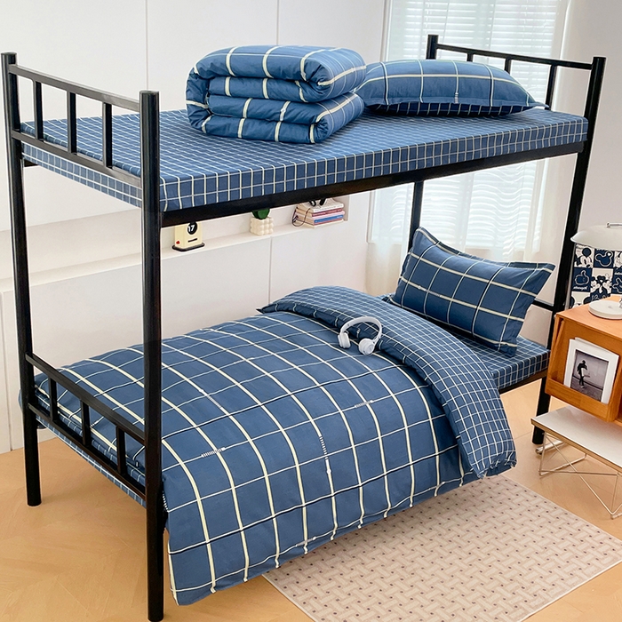 91家纺网 家纺一手货源 找家纺 锦润家纺2025新款全棉13372学生三件套纯棉宿舍六件套 流行前沿-蓝