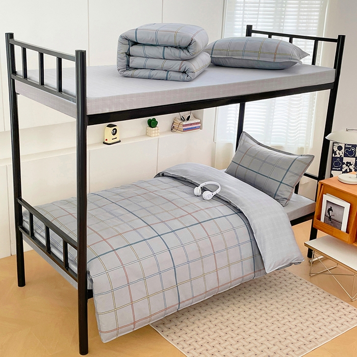 91家纺网 家纺一手货源 找家纺 锦润家纺2025新款全棉13372学生三件套纯棉宿舍六件套 罗马-灰