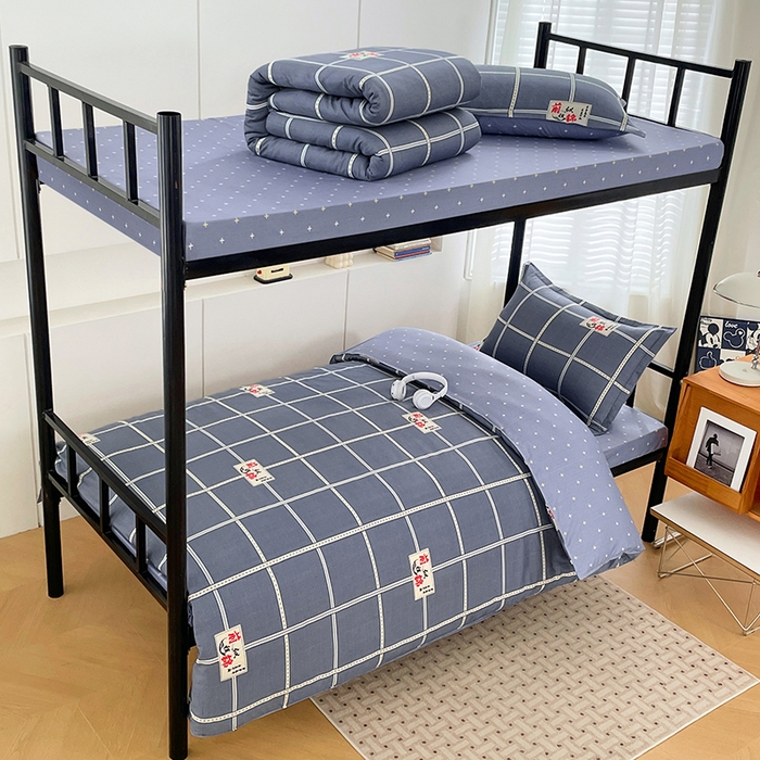 91家纺网 家纺一手货源 找家纺 锦润家纺2025新款全棉13372学生三件套纯棉宿舍六件套 前程似锦-灰