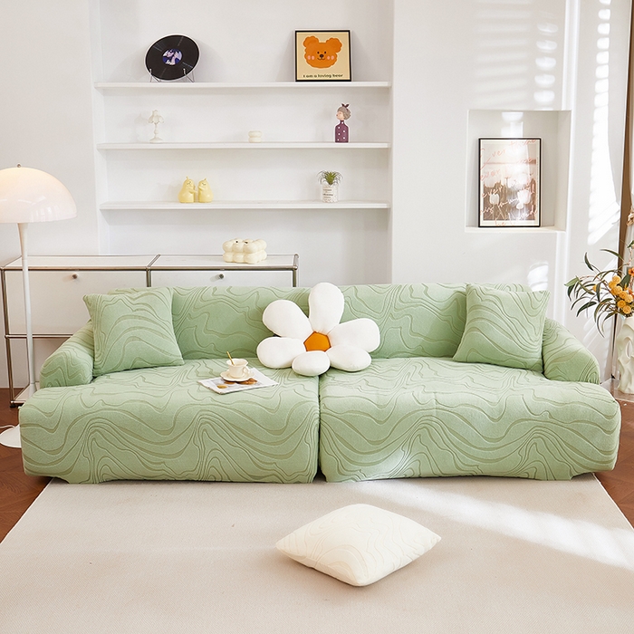 91家纺网 家纺一手货源 找家纺 （总）丝绮鹿 2025新款雕花绒曲意直排松紧款沙发套