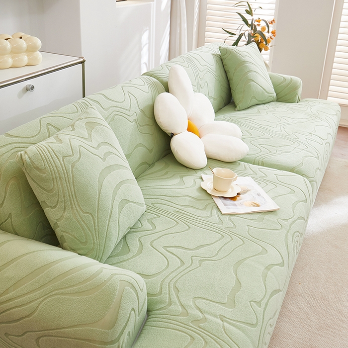 91家纺网 家纺一手货源 找家纺 （总）丝绮鹿 2025新款雕花绒曲意直排松紧款沙发套