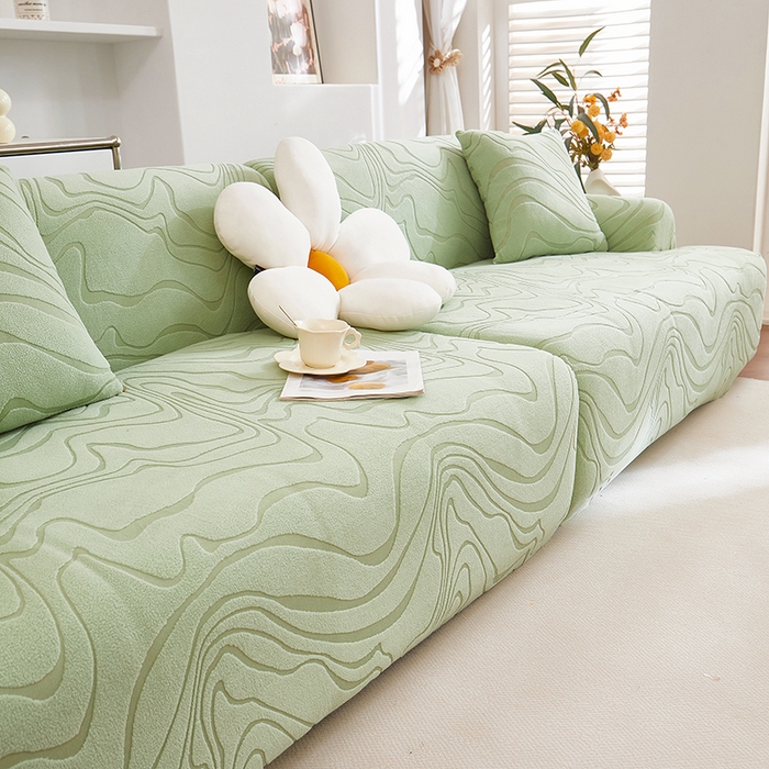 91家纺网 家纺一手货源 找家纺 （总）丝绮鹿 2025新款雕花绒曲意直排松紧款沙发套