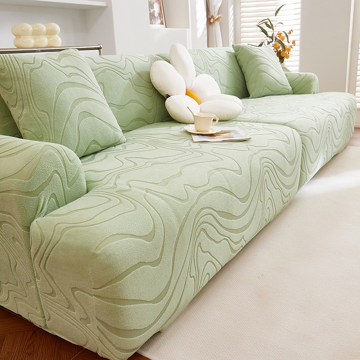 91家纺网 家纺一手货源 找家纺 （总）丝绮鹿 2025新款雕花绒曲意直排松紧款沙发套