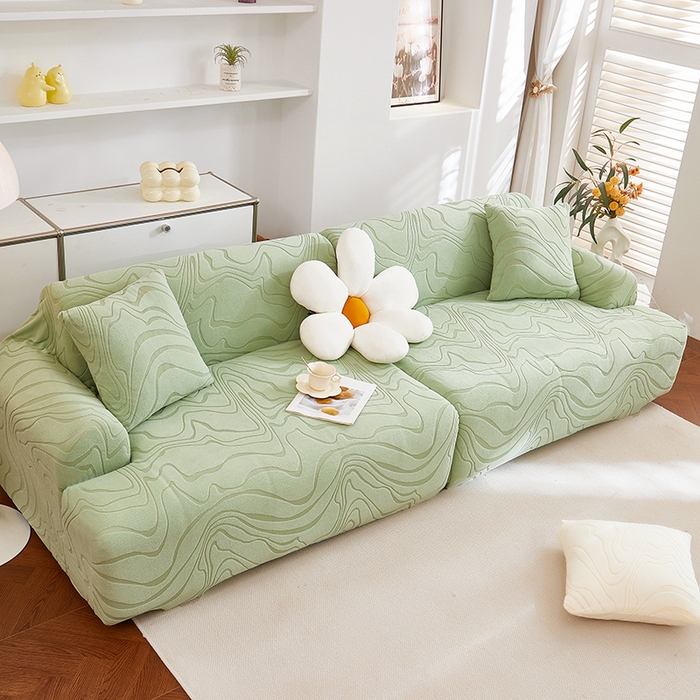 91家纺网 家纺一手货源 找家纺 丝绮鹿 2025新款雕花绒曲意直排松紧款沙发套 雕花绒曲意直排-草绿