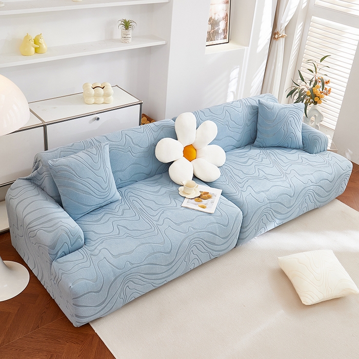 91家纺网 家纺一手货源 找家纺 丝绮鹿 2025新款雕花绒曲意直排松紧款沙发套 雕花绒曲意直排-淡蓝