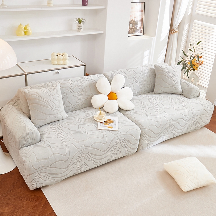 91家纺网 家纺一手货源 找家纺 丝绮鹿 2025新款雕花绒曲意直排松紧款沙发套 雕花绒曲意直排-浅灰