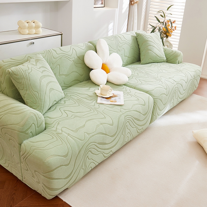 91家纺网 家纺一手货源 找家纺 丝绮鹿 2025新款雕花绒曲意直排松紧款沙发套 雕花绒曲意直排-草绿