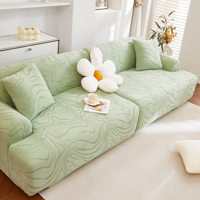 91家纺网 家纺一手货源 找家纺 丝绮鹿 2025新款雕花绒曲意直排松紧款沙发套 雕花绒曲意直排-草绿