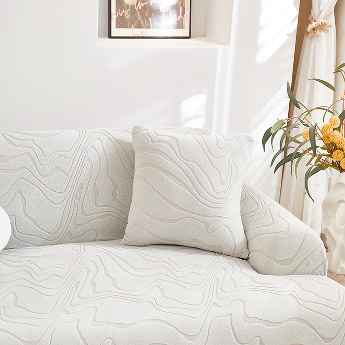 91家纺网 家纺一手货源 找家纺 丝绮鹿 2025新款雕花绒曲意直排松紧款沙发套 雕花绒曲意直排-浅灰