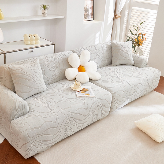 91家纺网 家纺一手货源 找家纺 丝绮鹿 2025新款雕花绒曲意直排松紧款沙发套 雕花绒曲意直排-浅灰