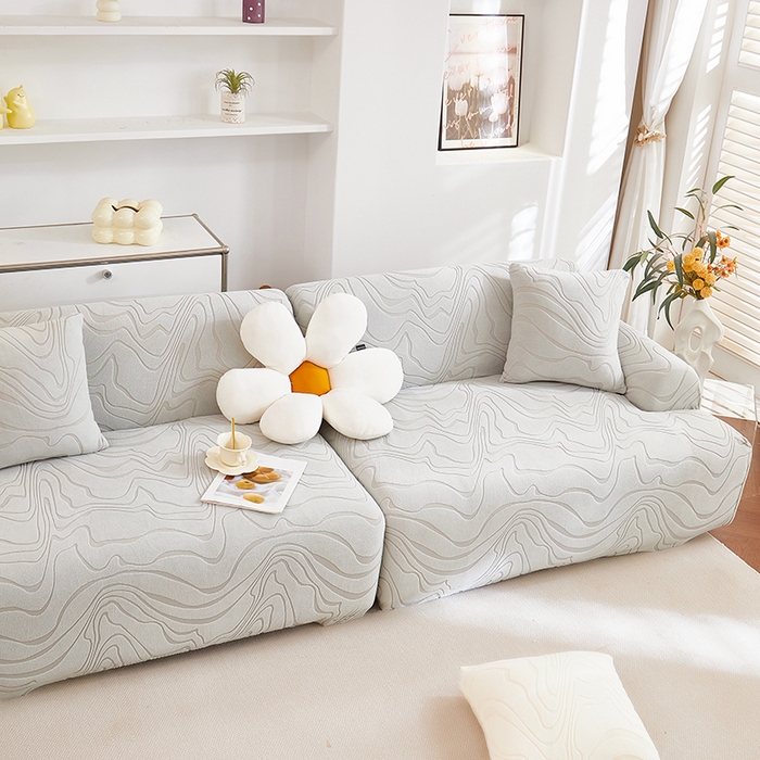 91家纺网 家纺一手货源 找家纺 丝绮鹿 2025新款雕花绒曲意直排松紧款沙发套 雕花绒曲意直排-浅灰