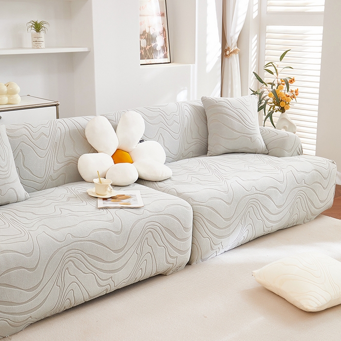 91家纺网 家纺一手货源 找家纺 丝绮鹿 2025新款雕花绒曲意直排松紧款沙发套 雕花绒曲意直排-浅灰