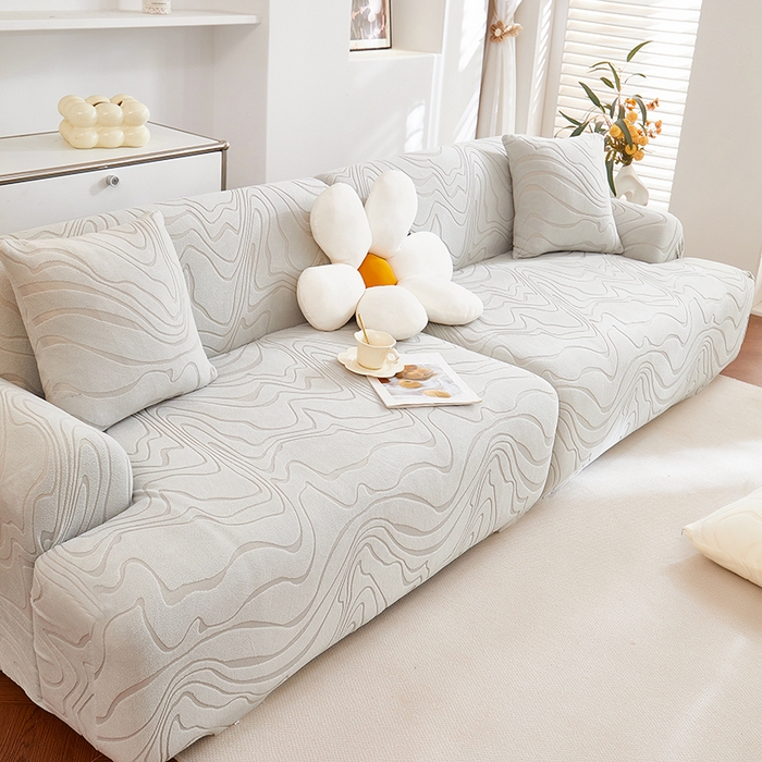 91家纺网 家纺一手货源 找家纺 丝绮鹿 2025新款雕花绒曲意直排松紧款沙发套 雕花绒曲意直排-浅灰