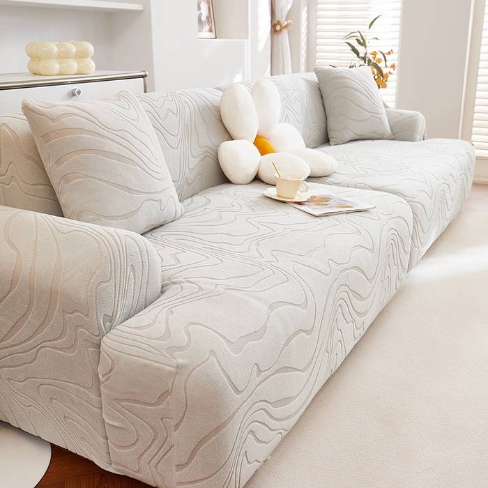 91家纺网 家纺一手货源 找家纺 丝绮鹿 2025新款雕花绒曲意直排松紧款沙发套 雕花绒曲意直排-浅灰