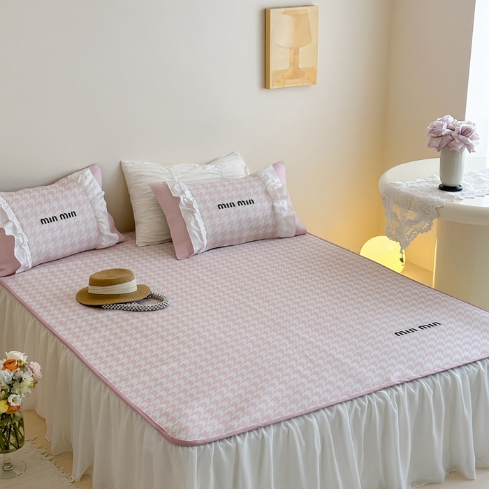 91家纺网 家纺一手货源 找家纺 觅糖2025新款博主风雪纺花边藤席  min粉格