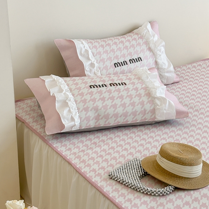 91家纺网 家纺一手货源 找家纺 觅糖2025新款博主风雪纺花边藤席  min粉格