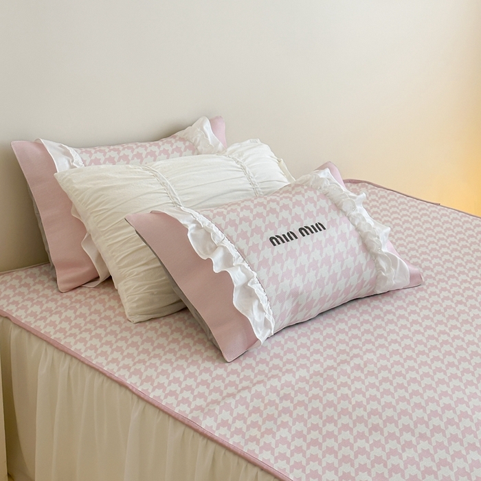 91家纺网 家纺一手货源 找家纺 觅糖2025新款博主风雪纺花边藤席  min粉格