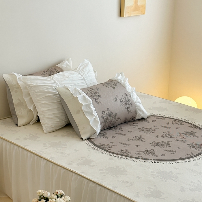 91家纺网 家纺一手货源 找家纺 觅糖2025新款博主风雪纺花边藤席  法式庄园