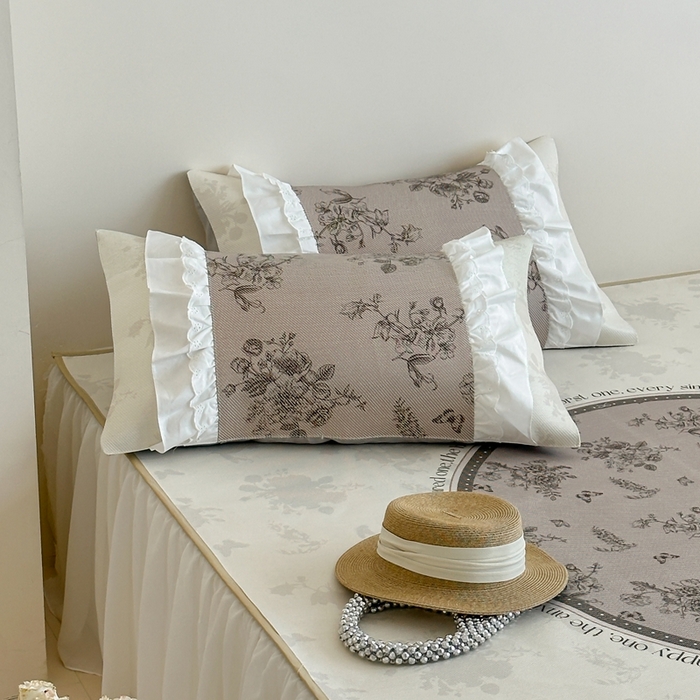 91家纺网 家纺一手货源 找家纺 觅糖2025新款博主风雪纺花边藤席  法式庄园