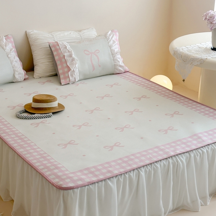 91家纺网 家纺一手货源 找家纺 觅糖2025新款博主风雪纺花边藤席  粉色蝶海