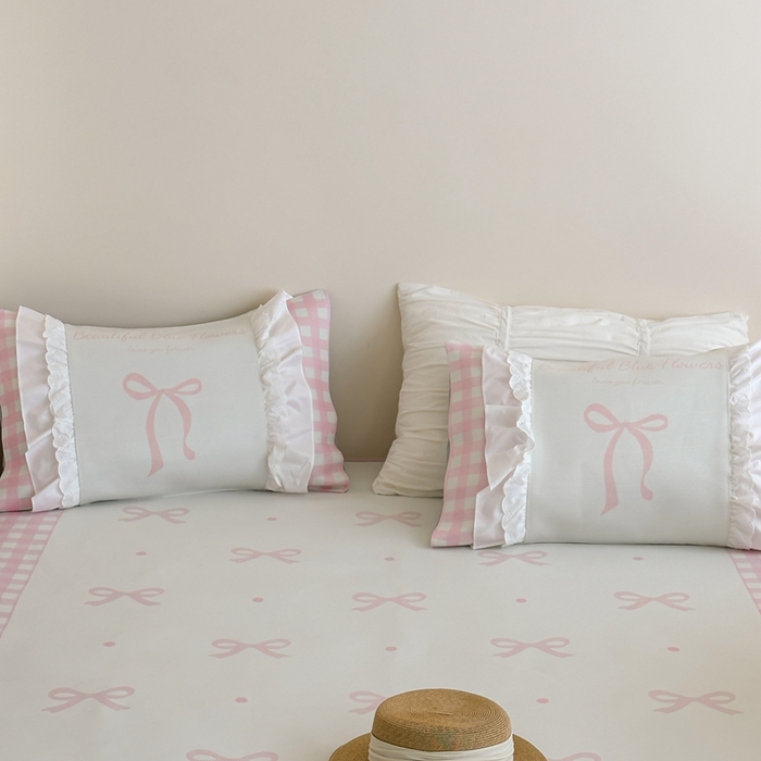 91家纺网 家纺一手货源 找家纺 觅糖2025新款博主风雪纺花边藤席  粉色蝶海