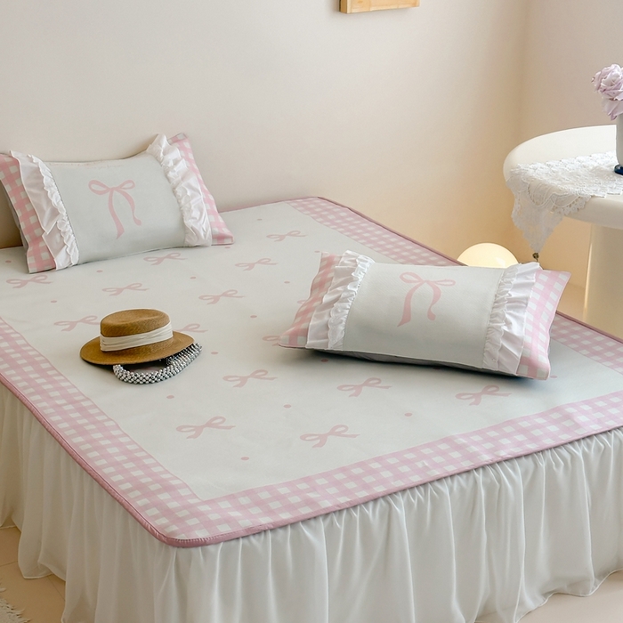 91家纺网 家纺一手货源 找家纺 觅糖2025新款博主风雪纺花边藤席  粉色蝶海