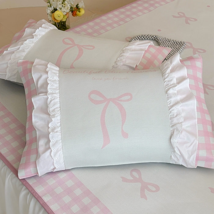 91家纺网 家纺一手货源 找家纺 觅糖2025新款博主风雪纺花边藤席  粉色蝶海