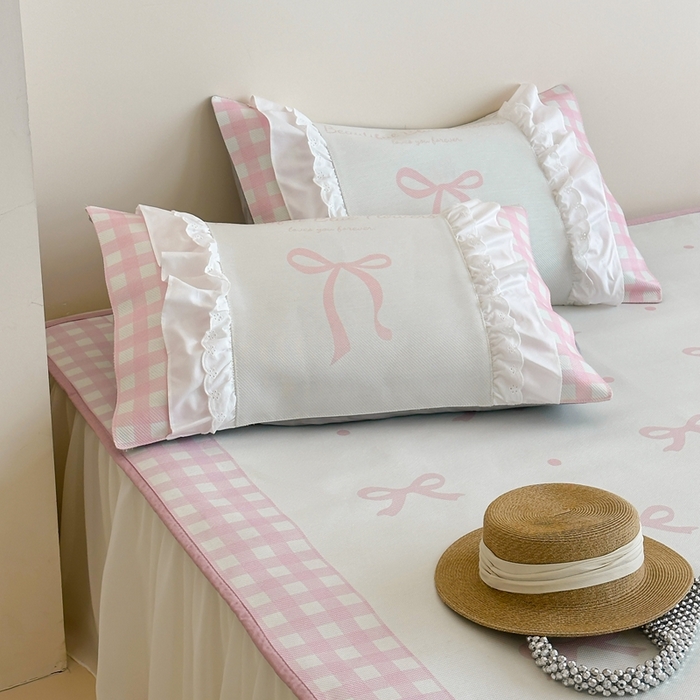 91家纺网 家纺一手货源 找家纺 觅糖2025新款博主风雪纺花边藤席  粉色蝶海