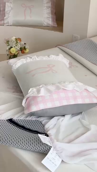 91家纺网 家纺一手货源 找家纺 觅糖2025新款博主风雪纺花边藤席  粉色蝶海