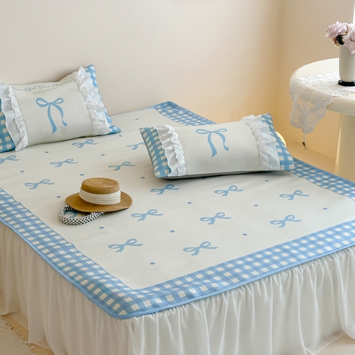 91家纺网 家纺一手货源 找家纺 觅糖2025新款博主风雪纺花边藤席  海盐水晶