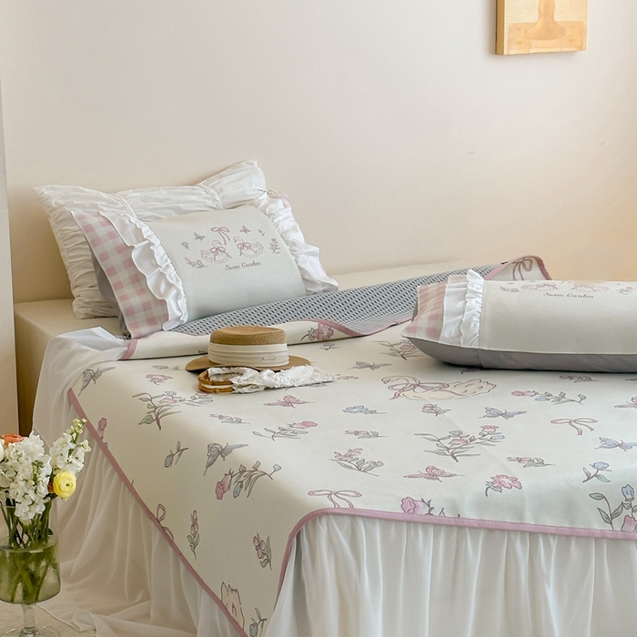 91家纺网 家纺一手货源 找家纺 觅糖2025新款博主风雪纺花边藤席  花蝶仙踪