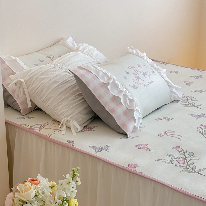 91家纺网 家纺一手货源 找家纺 觅糖2025新款博主风雪纺花边藤席  花蝶仙踪