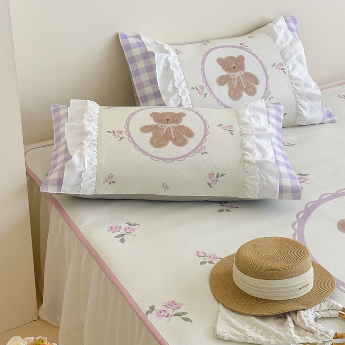 91家纺网 家纺一手货源 找家纺 觅糖2025新款博主风雪纺花边藤席  花花熊酱